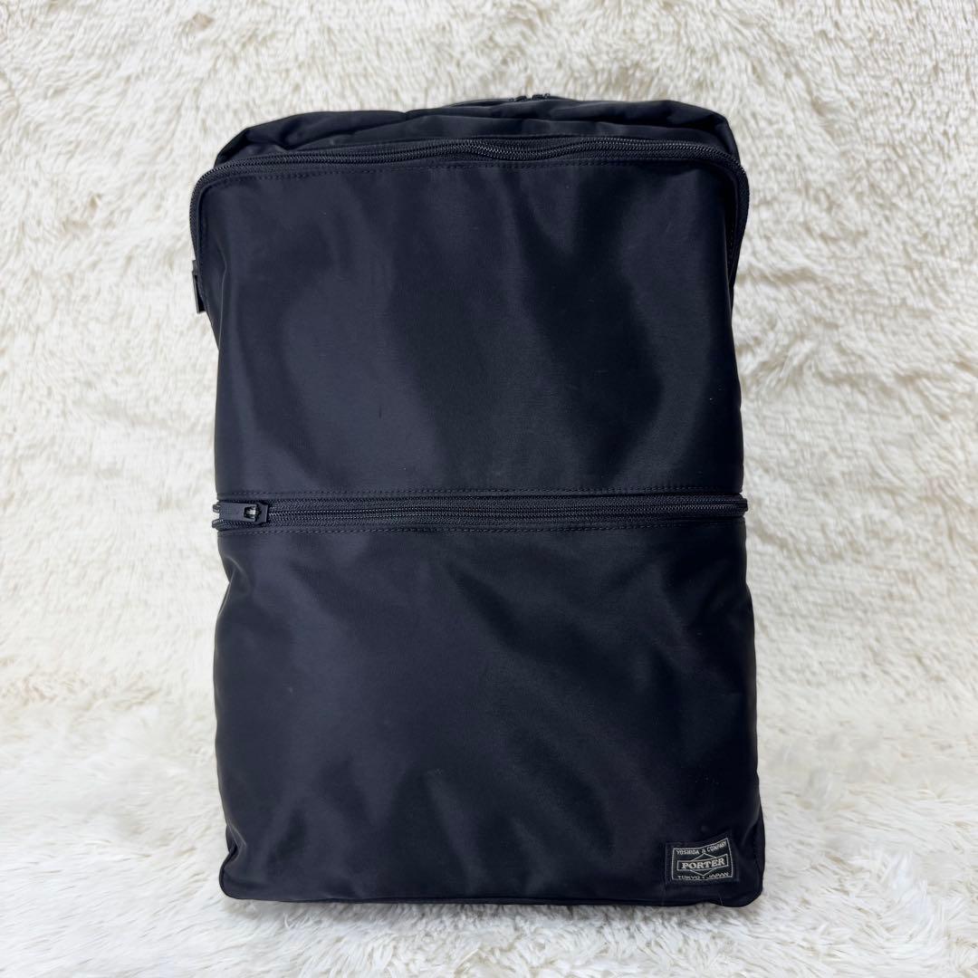 極美品 現行タグ ポーター タイム リュック 2層 A4 ナイロン 黒