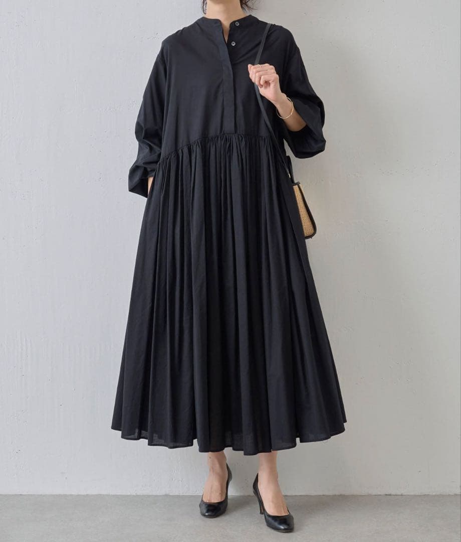 【美品】BEARDSLEY ギャザーワンピース　ブラックサイズ1