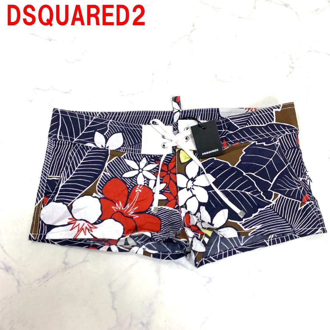 A5762 新品タグ付き ディースクエアード ショートパンツ 綿 紺 赤 S