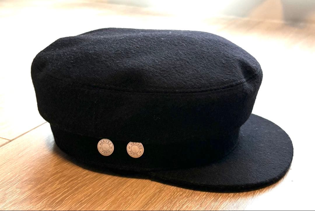 エルメス HERMES ブラックキャスケット ウール100% 美品 57cm