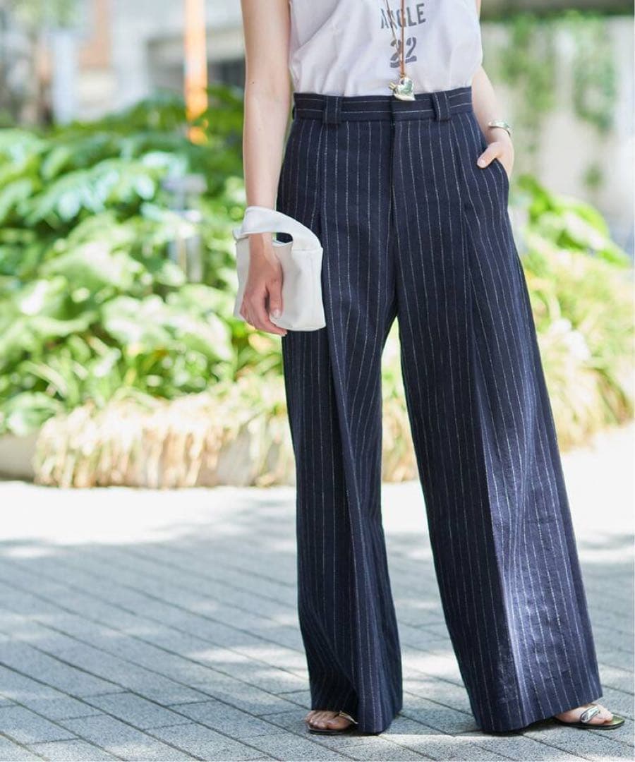 極美品 Plage プラージュOne Tuck Wide パンツ リネンコットン