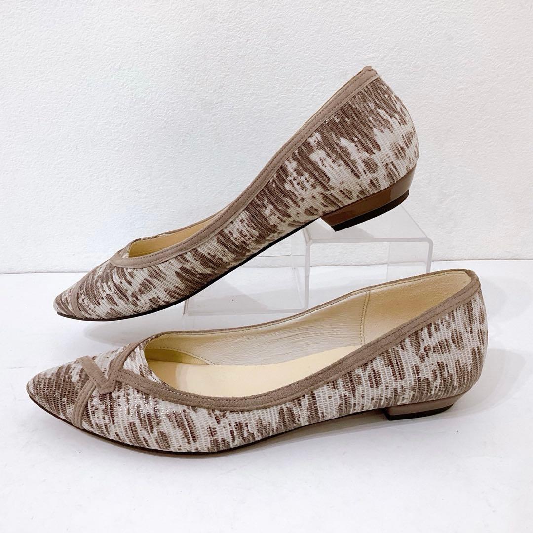 極美品✨オゥバニスター ボロネーゼ ポインテッドトゥ フラットパンプス 37