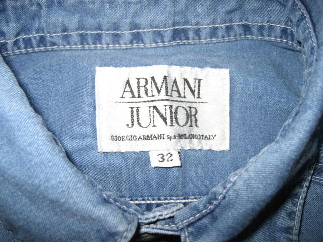 アルマーニ　デニム　ダンガリー　シャツ　男女兼用　32　B98　S　XS