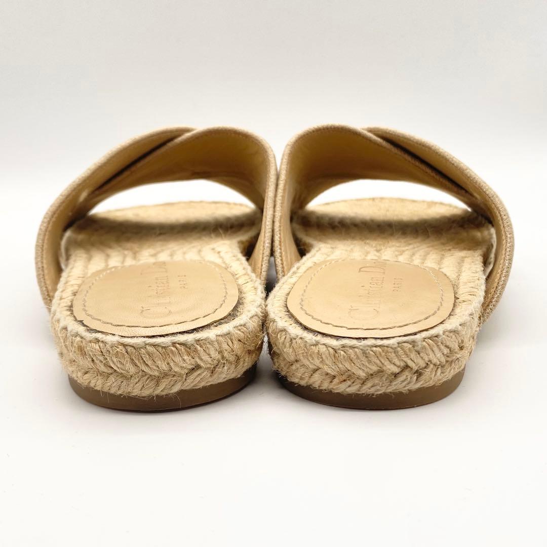 【良品】クリスチャンディオール・サンダル・エスパドリーユ・ロゴ・ベージュ