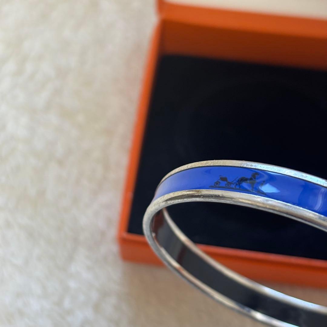 エルメス ブルー シルバーバングル バングル ブレスレット HERMES