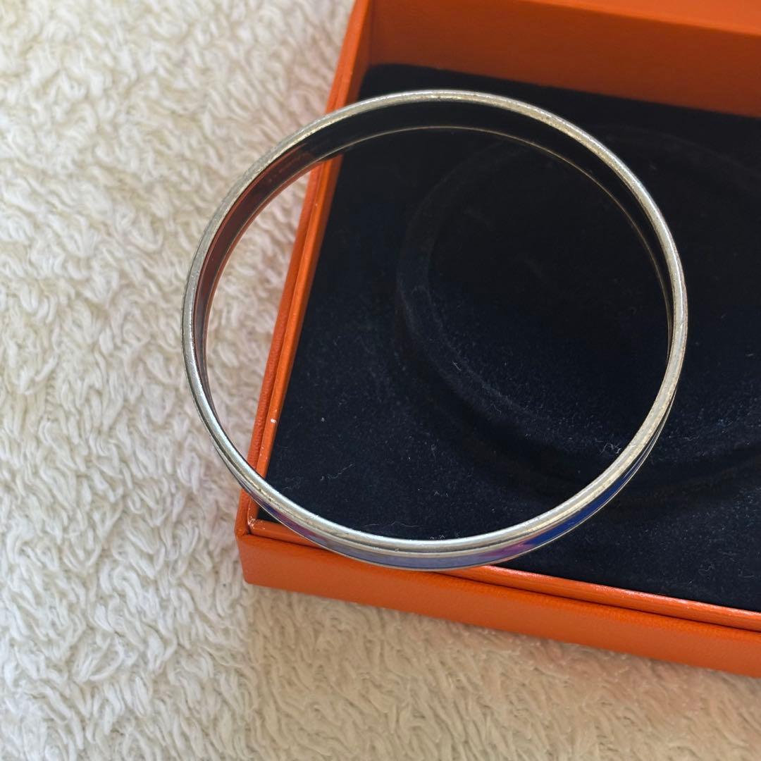 エルメス ブルー シルバーバングル バングル ブレスレット HERMES