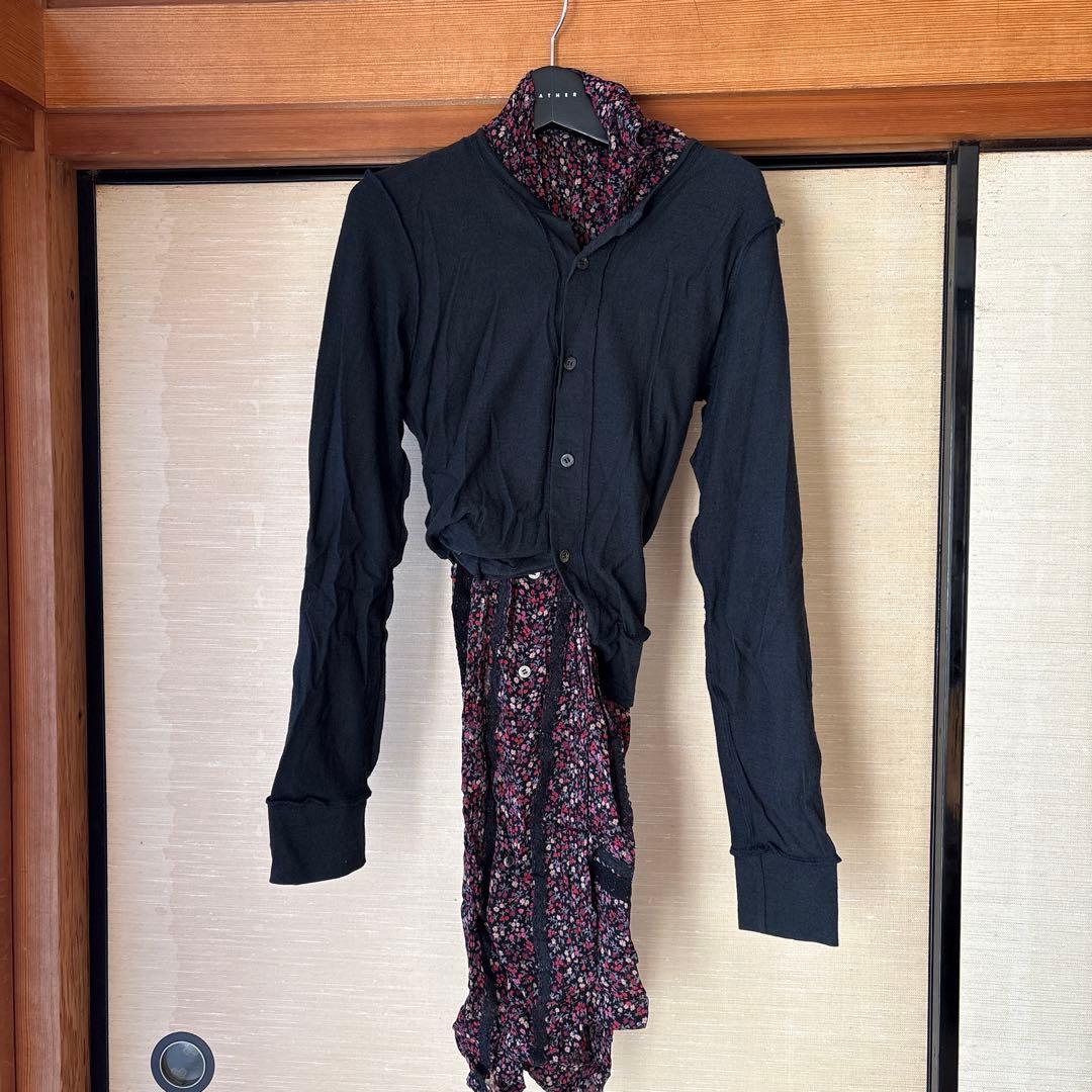 JUNYAWATANABE黒の花柄変形カーディガン付きワンピース