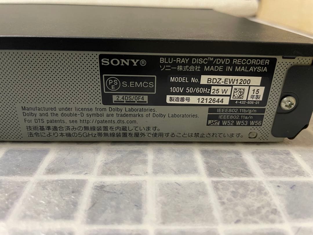 Sony BDZ-EW1200 ブルーレイレコーダー 動作品