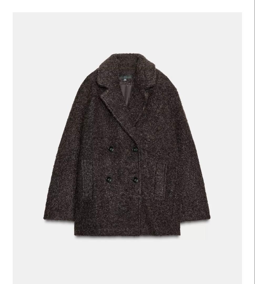 【ZARA】ブークレダブルブレストミディ丈コート