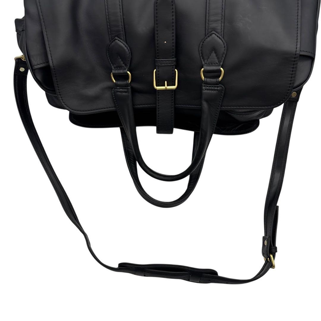 森田鞄 2way 斜めがけ可 ボストンバッグ ショルダー付き 黒 レザー