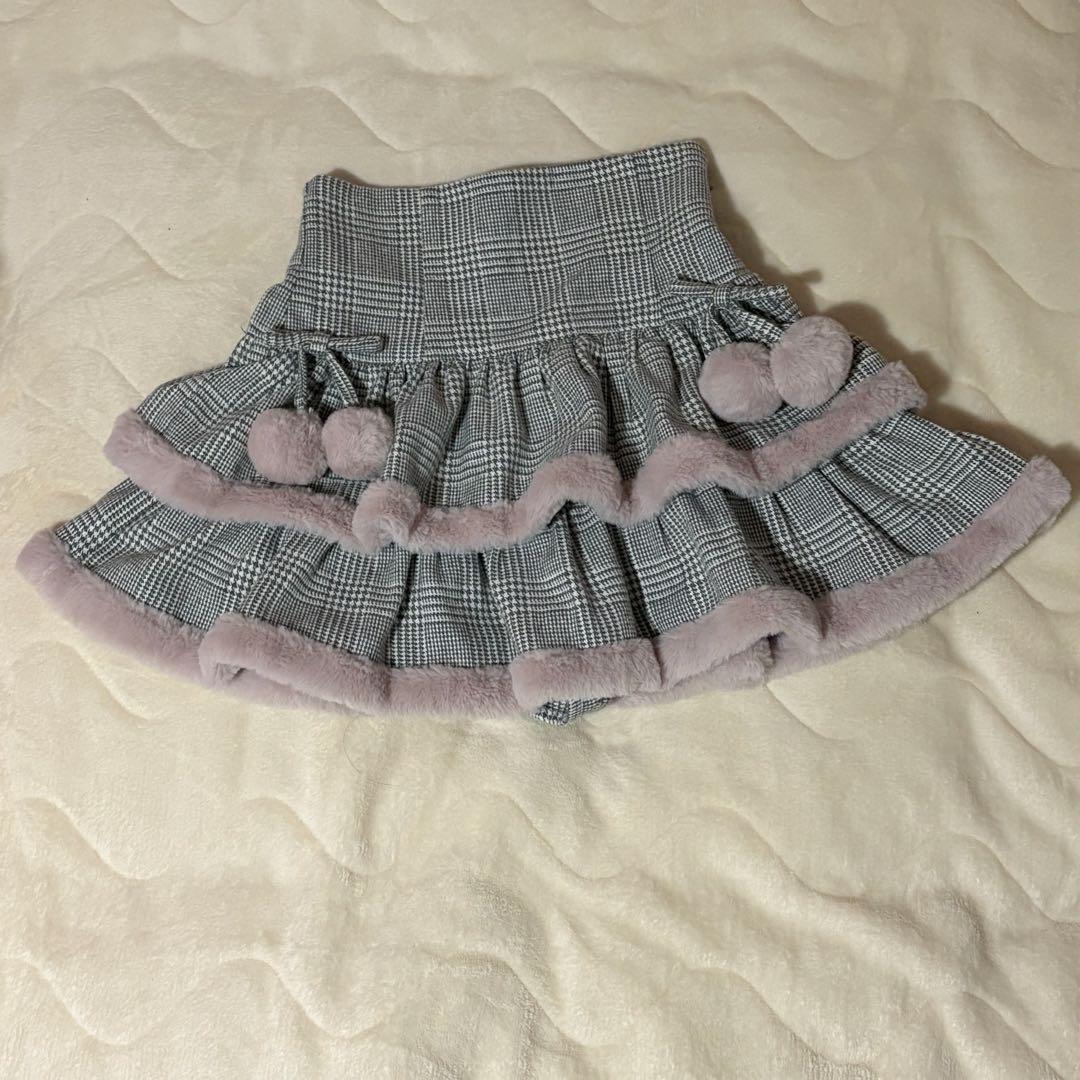 pium ピウム ファー付きティアードミニスカート 最安値