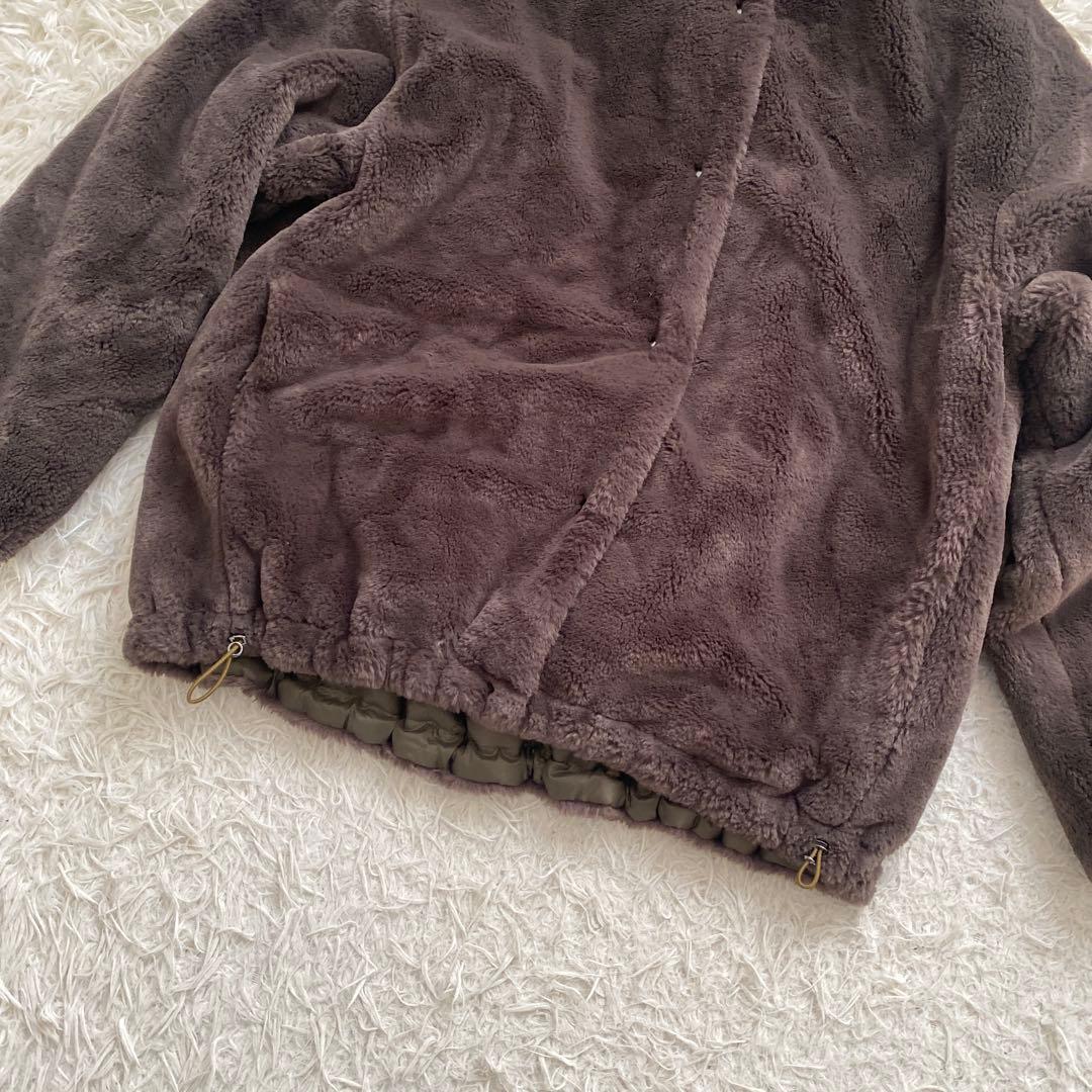 MOGA モガ リバーシブル キルティング ボアコート カーキ ノーカラー