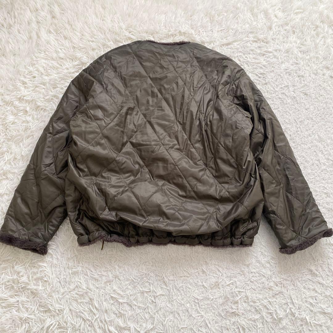 MOGA モガ リバーシブル キルティング ボアコート カーキ ノーカラー