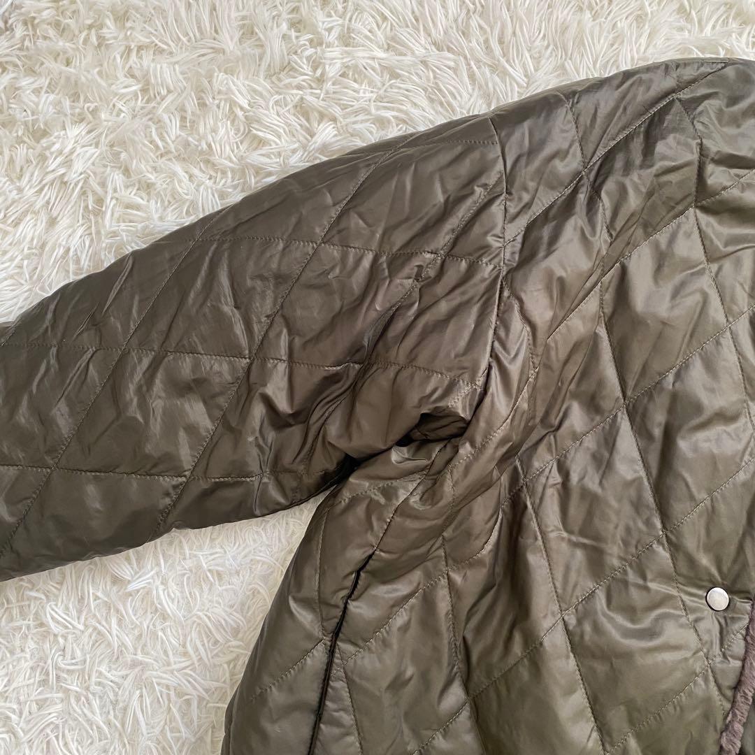 MOGA モガ リバーシブル キルティング ボアコート カーキ ノーカラー