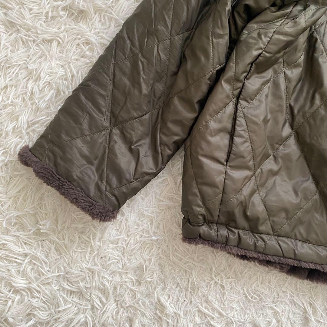 MOGA モガ リバーシブル キルティング ボアコート カーキ ノーカラー