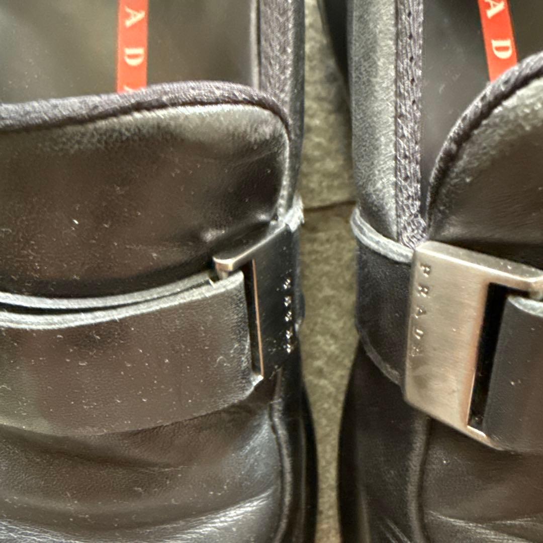 靴 PRADA SPORT Velcro Leather Loafers black