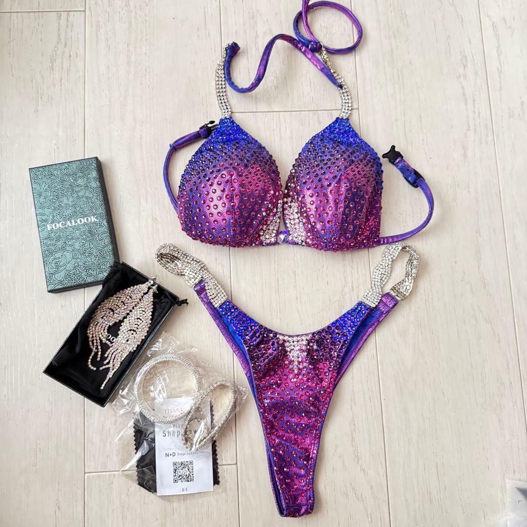 【1回使用/美品】1点物⭐︎コンテストビキニ/大会用ビキニ♡アクセサリー付属