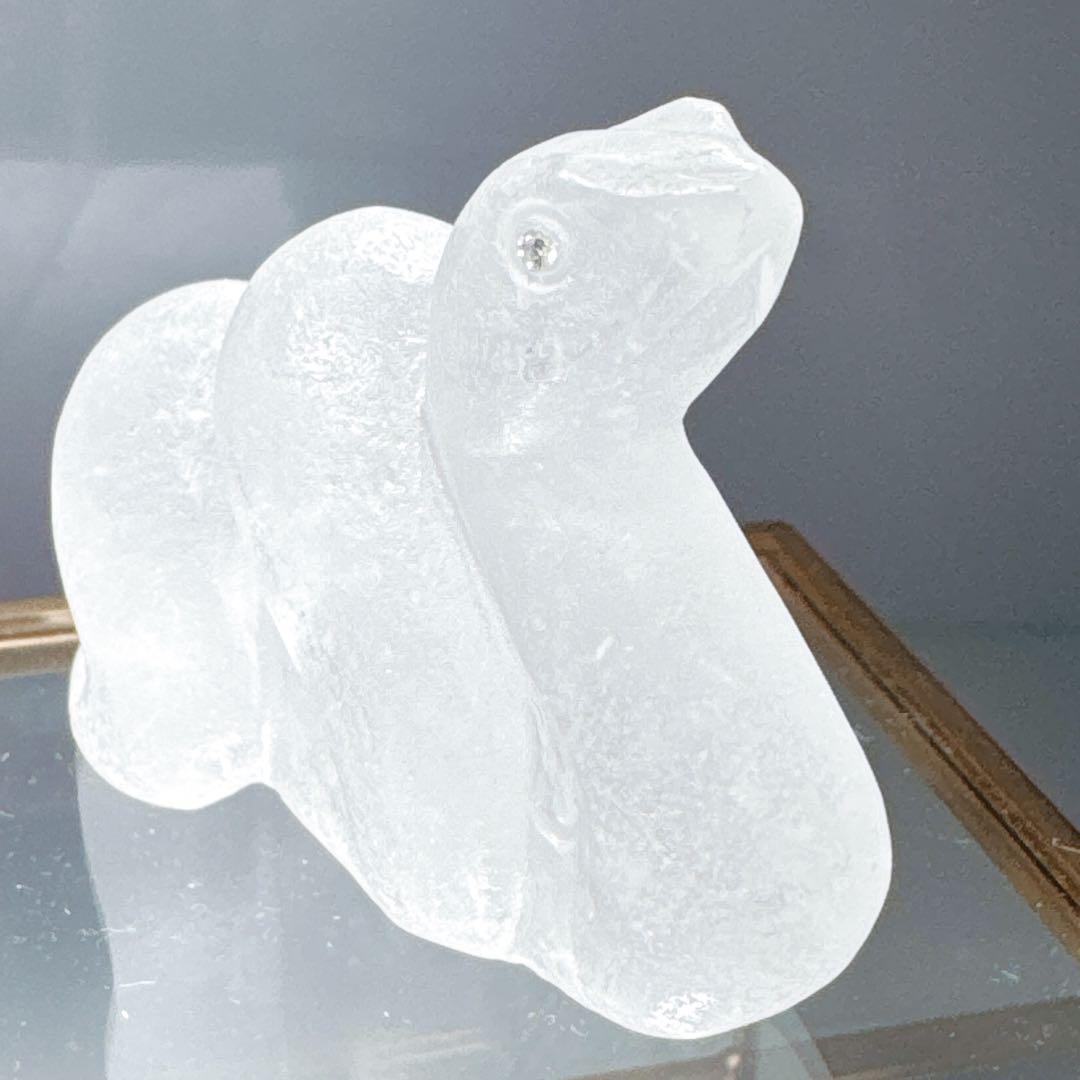 ホワイトスネークダイヤモンド入り手彫り水晶白蛇水晶NO 25-1177