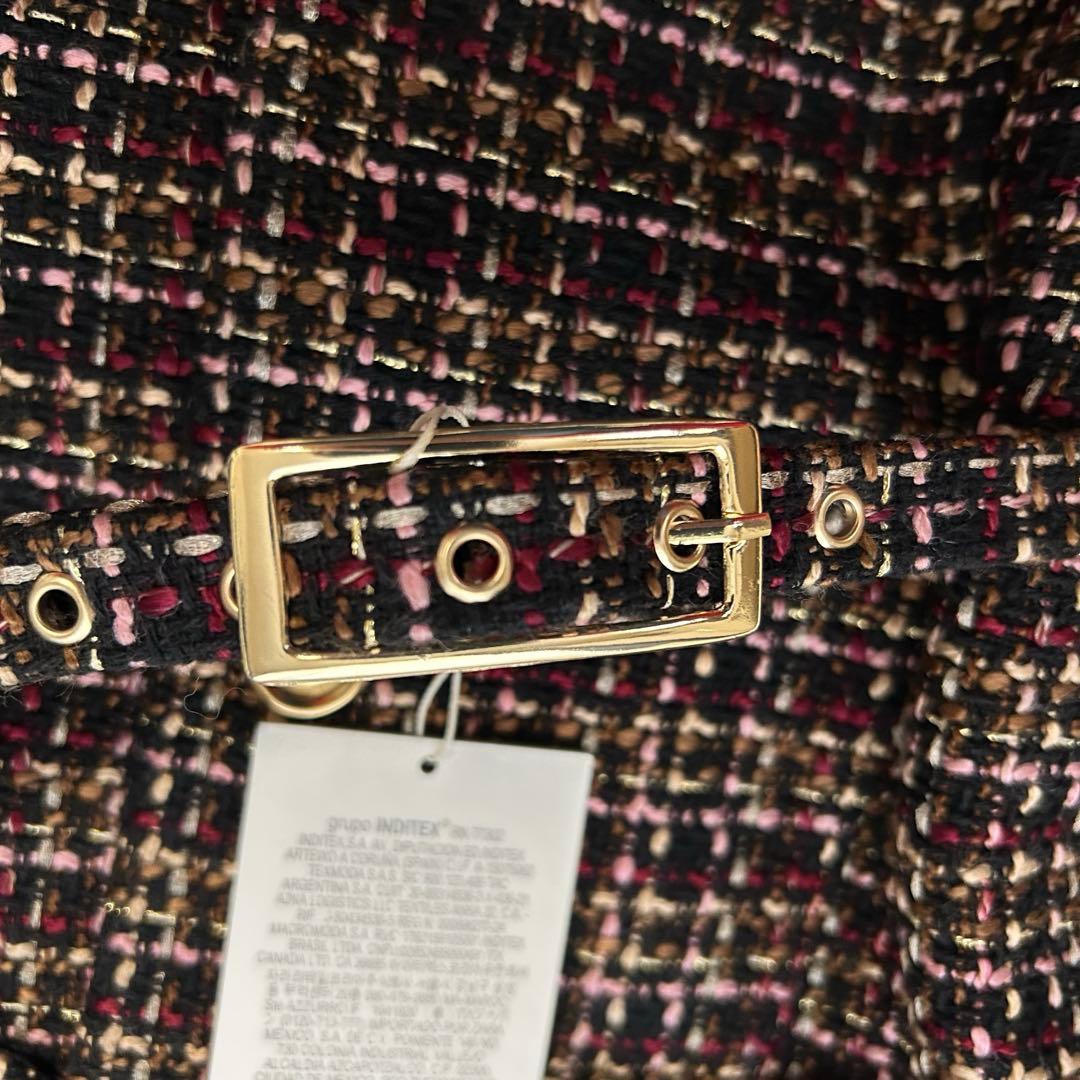 新品未使用　タグ付き　ZARA ベルト付きテクスチャーベスト ツイードベスト