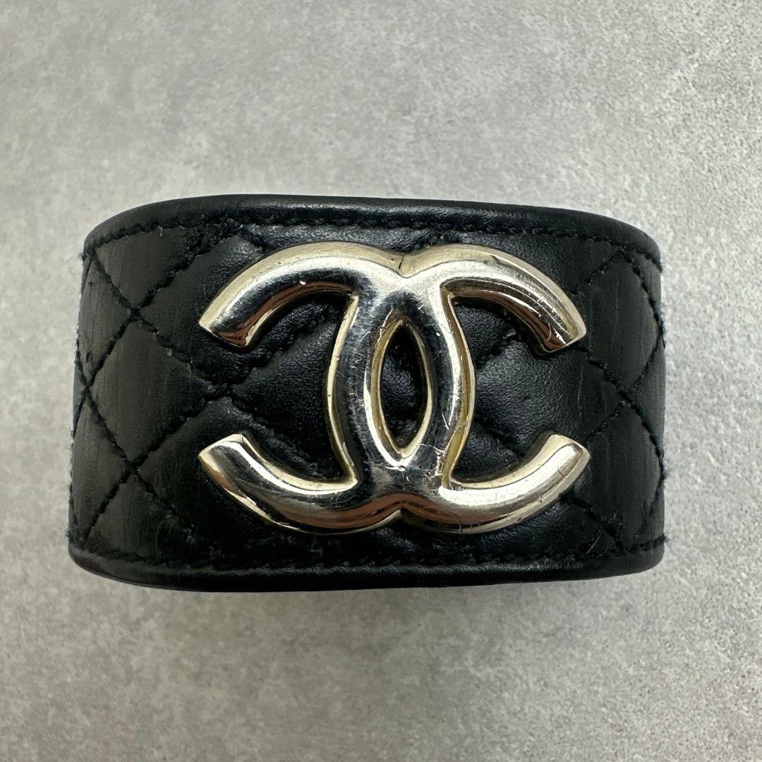 CHANEL シャネル バングル ブレスレット マトラッセ ココマーク ブラック