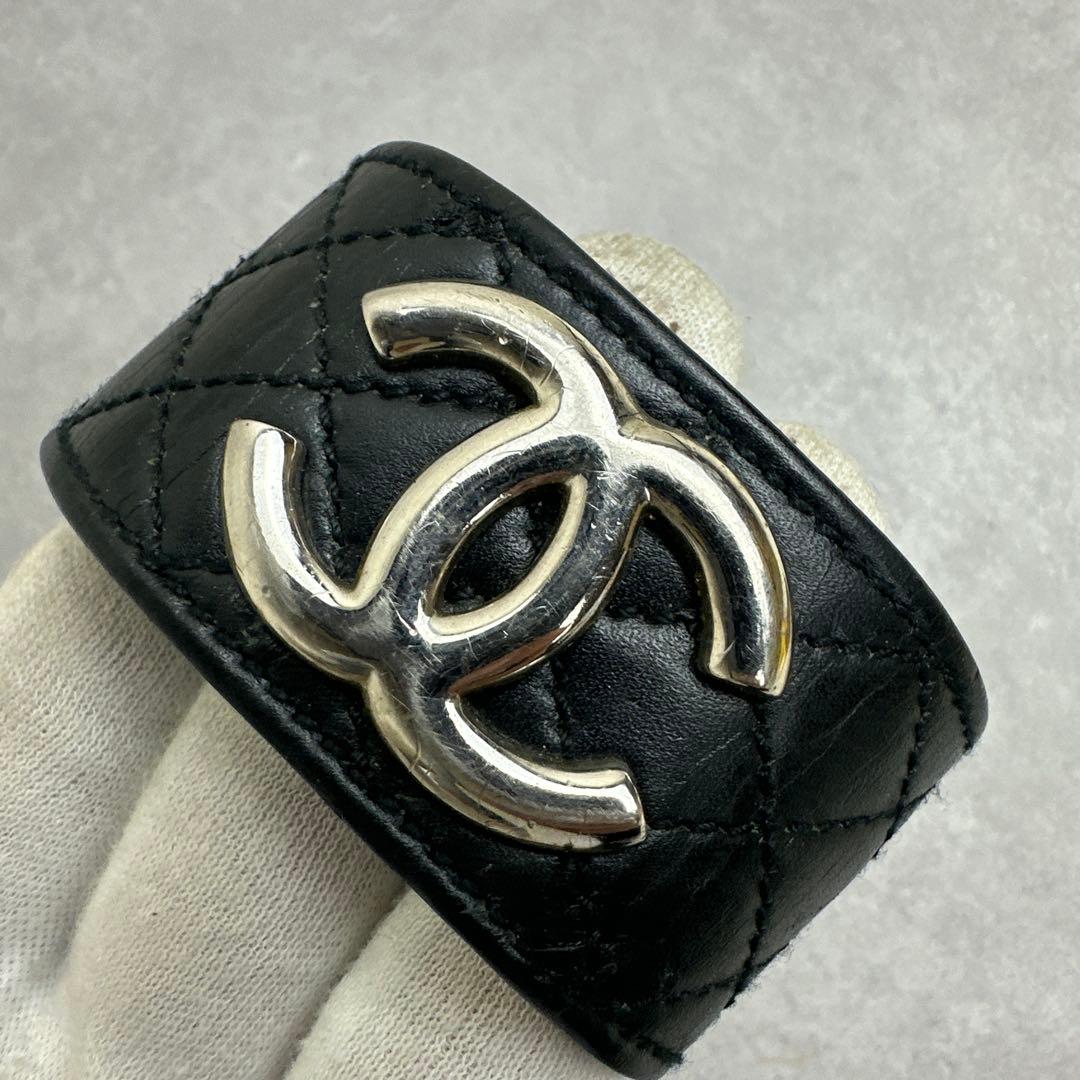 CHANEL シャネル バングル ブレスレット マトラッセ ココマーク ブラック
