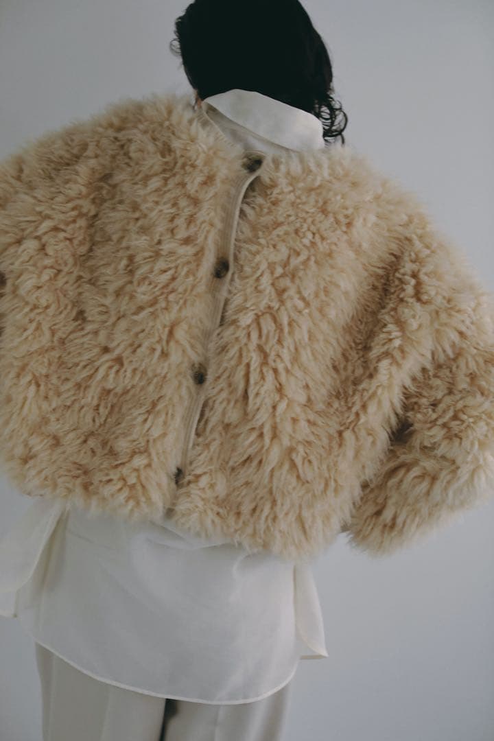 新品think fur 2Way ベージュファーカーディガン