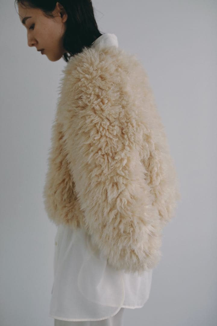 新品think fur 2Way ベージュファーカーディガン