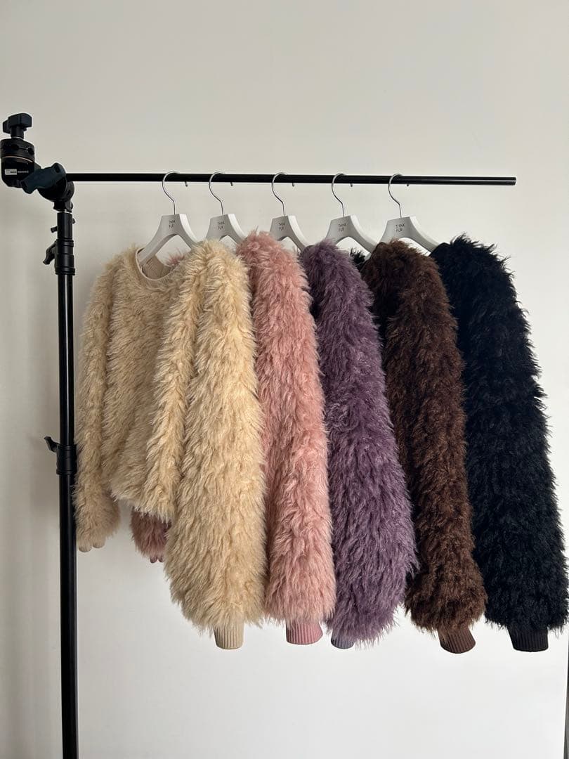 新品think fur 2Way ベージュファーカーディガン