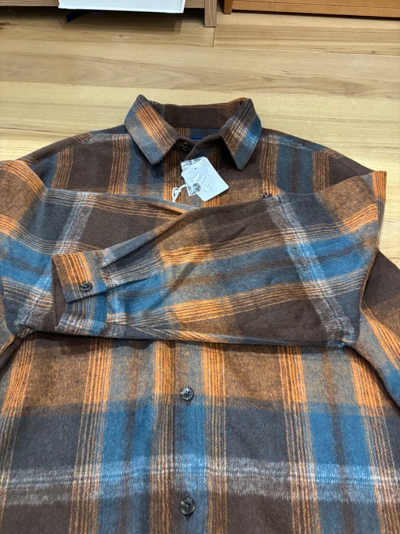 LEPSIM シャギーチェックシャツ　ブラウン