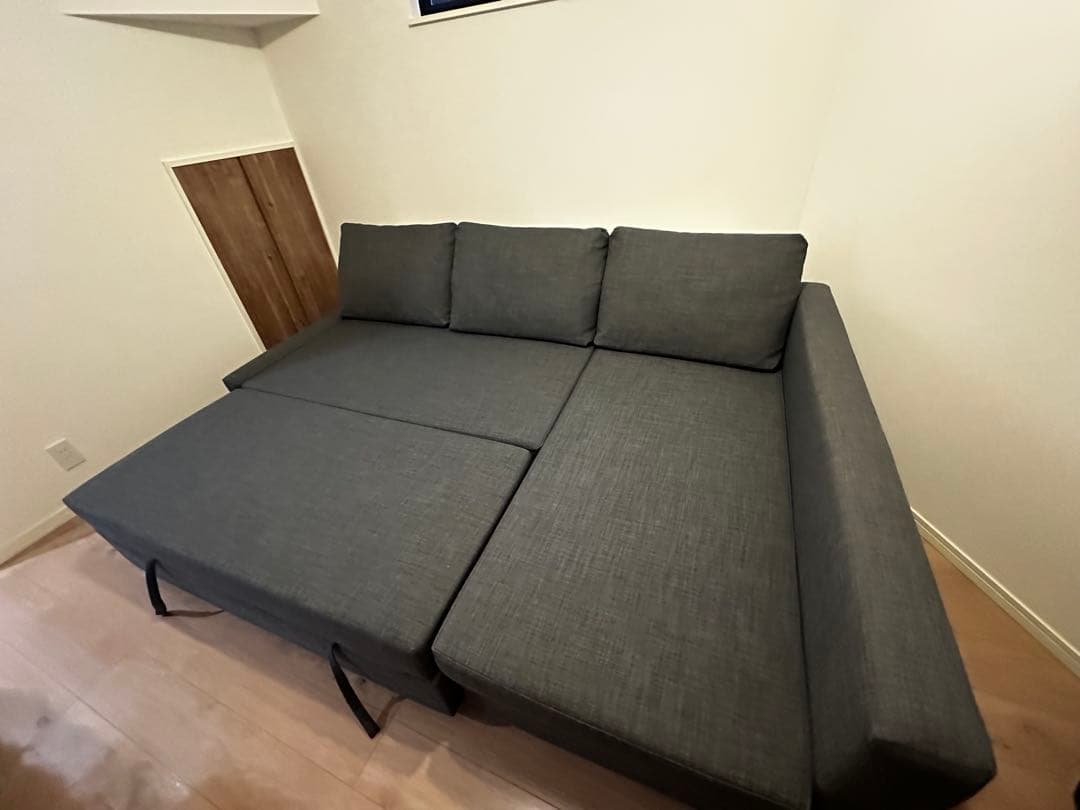 【直接引取限定】フリーヘーテン グレー IKEA ソファベッド ダブルベッド