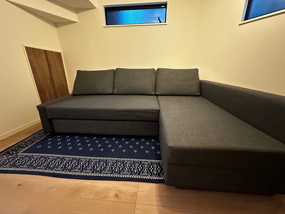 【直接引取限定】フリーヘーテン グレー IKEA ソファベッド ダブルベッド