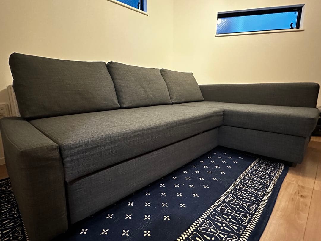 【直接引取限定】フリーヘーテン グレー IKEA ソファベッド ダブルベッド