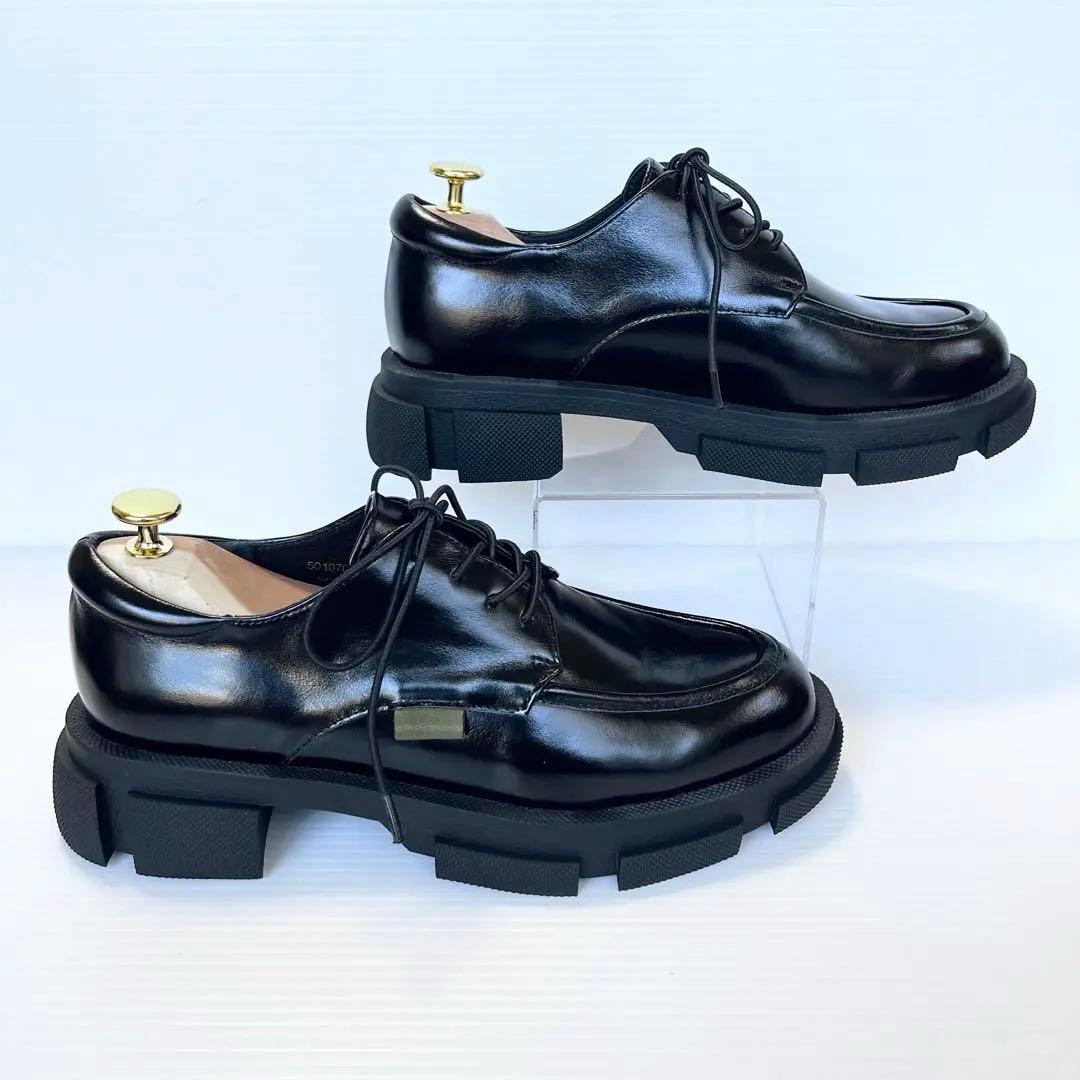 未使用級✨ マナ MANA 厚底レースアップシューズ　黒 25cm