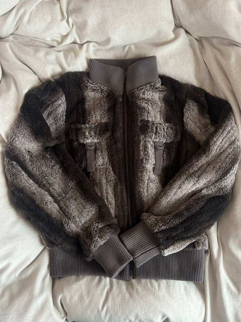 最終値下げLAGUA GEM ファーコート風ジャケット フリーサイズ グレー系