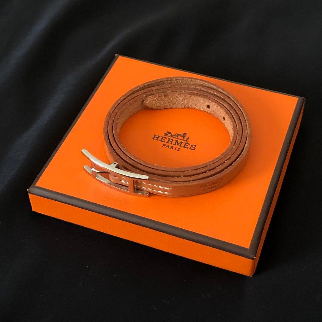 【美品】HERMES レザーブレスレット バングル ビーアピ ドゥブルトゥール
