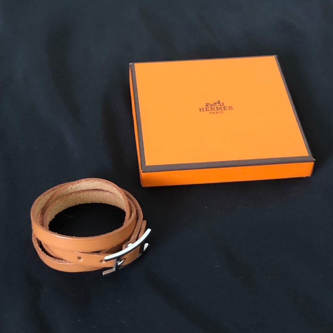 【美品】HERMES レザーブレスレット バングル ビーアピ ドゥブルトゥール