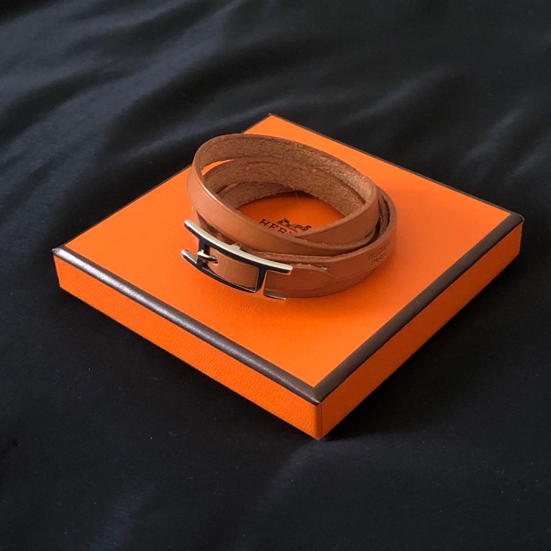 【美品】HERMES レザーブレスレット バングル ビーアピ ドゥブルトゥール