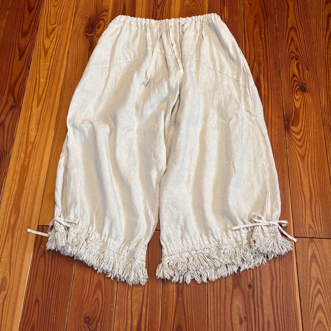 nest Robe リネンフリンジレースドロワーズパンツ　生成り　ネストローブ
