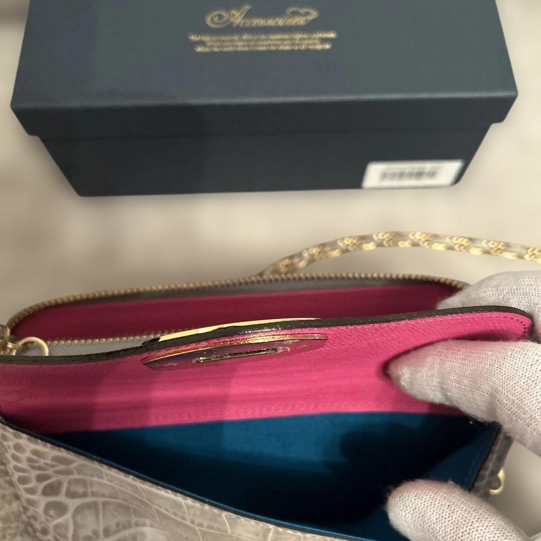 極美品　ADMJウォレットショルダーバッグ　クロコ型押し