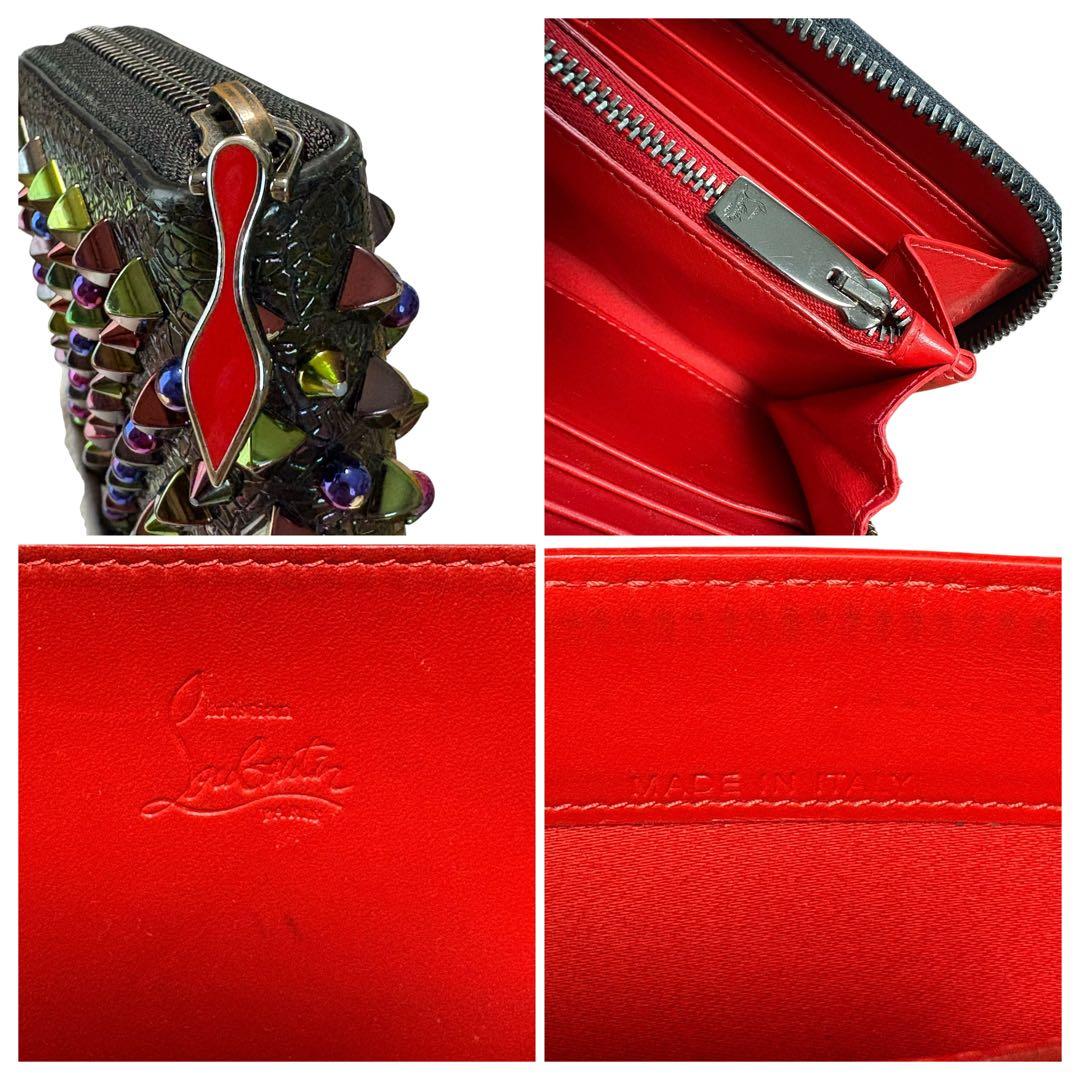 美品 クリスチャンルブタン パネトーネ マルチカラー ラウンドファスナー