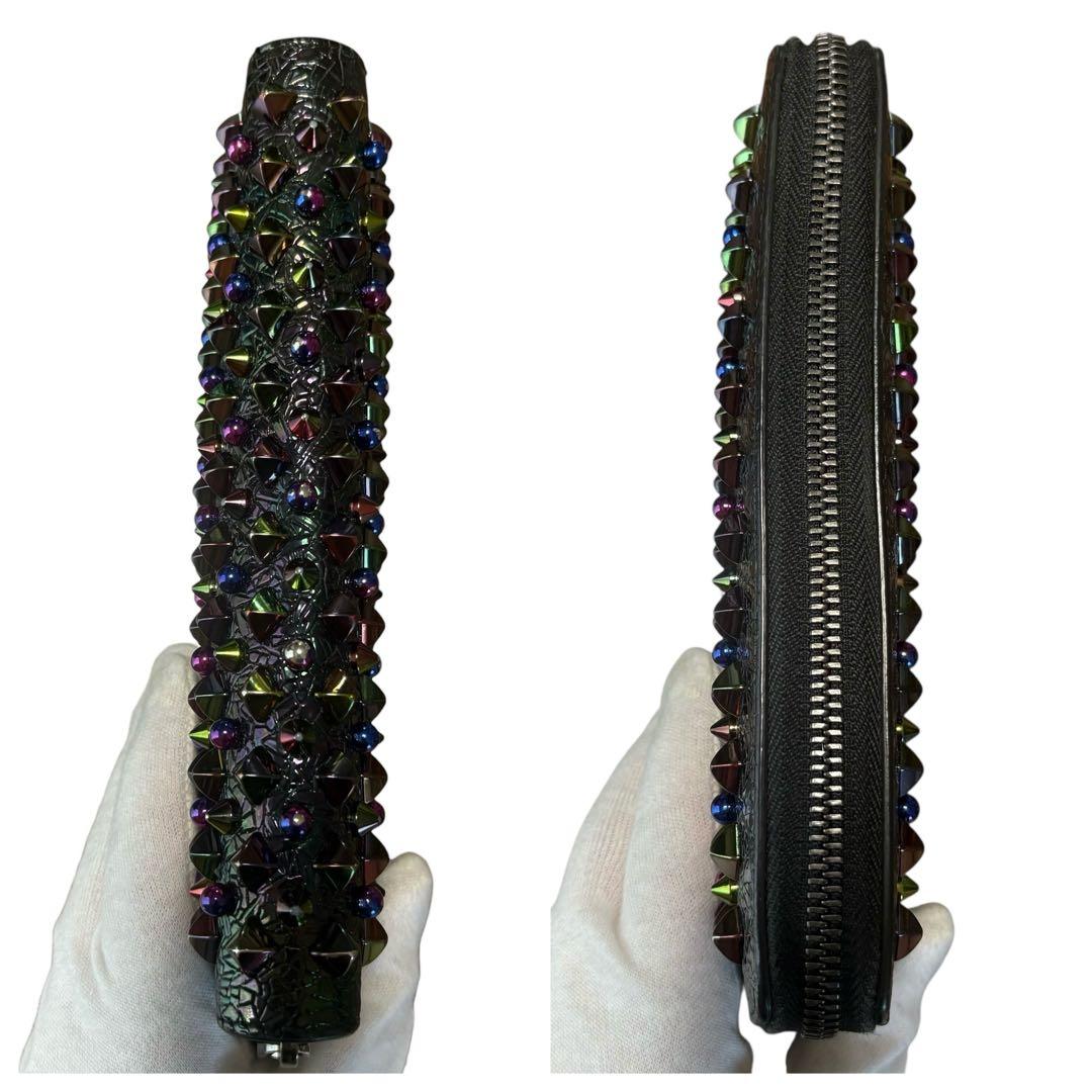 美品 クリスチャンルブタン パネトーネ マルチカラー ラウンドファスナー