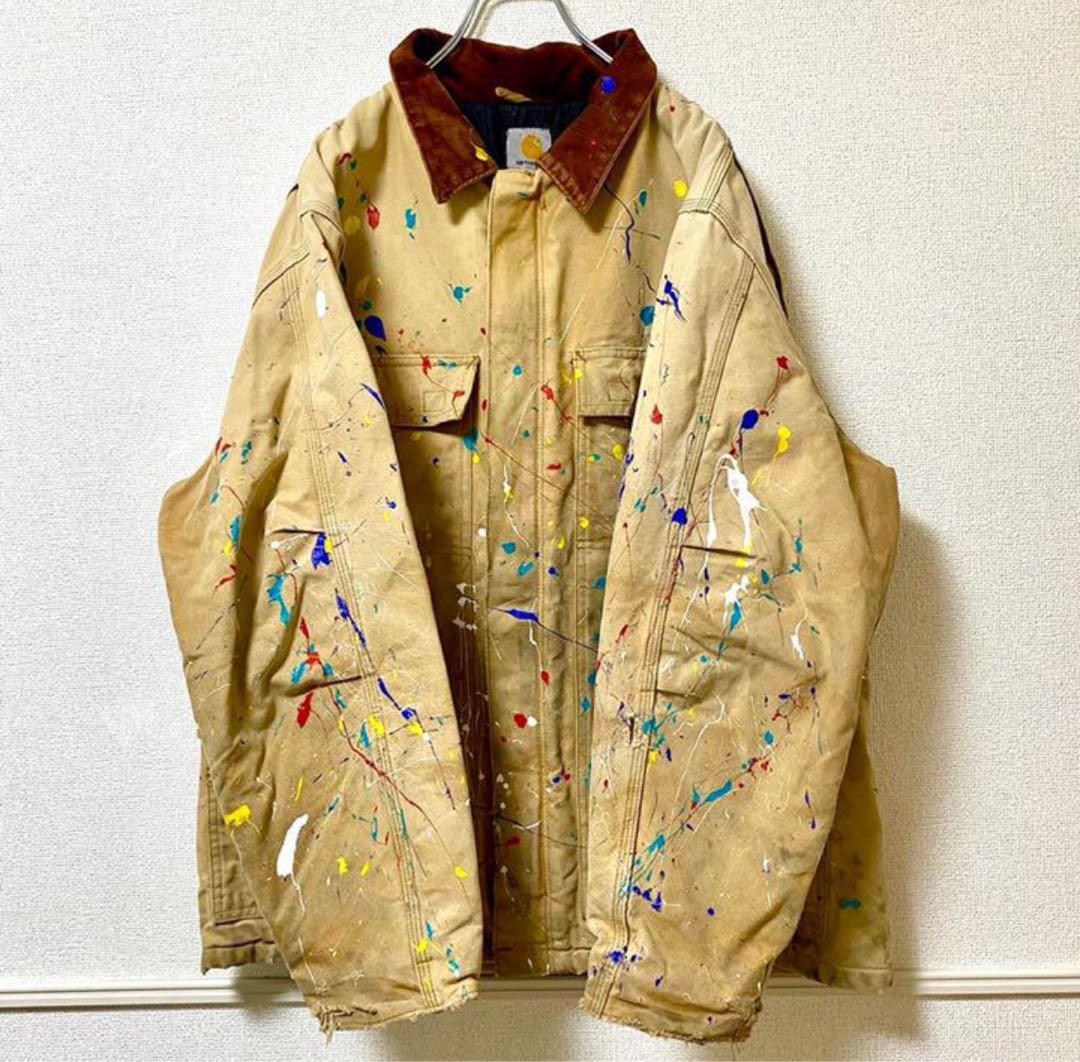 一点物！ 90s カーハート ダックジャケット 中綿 ペイント Carhartt