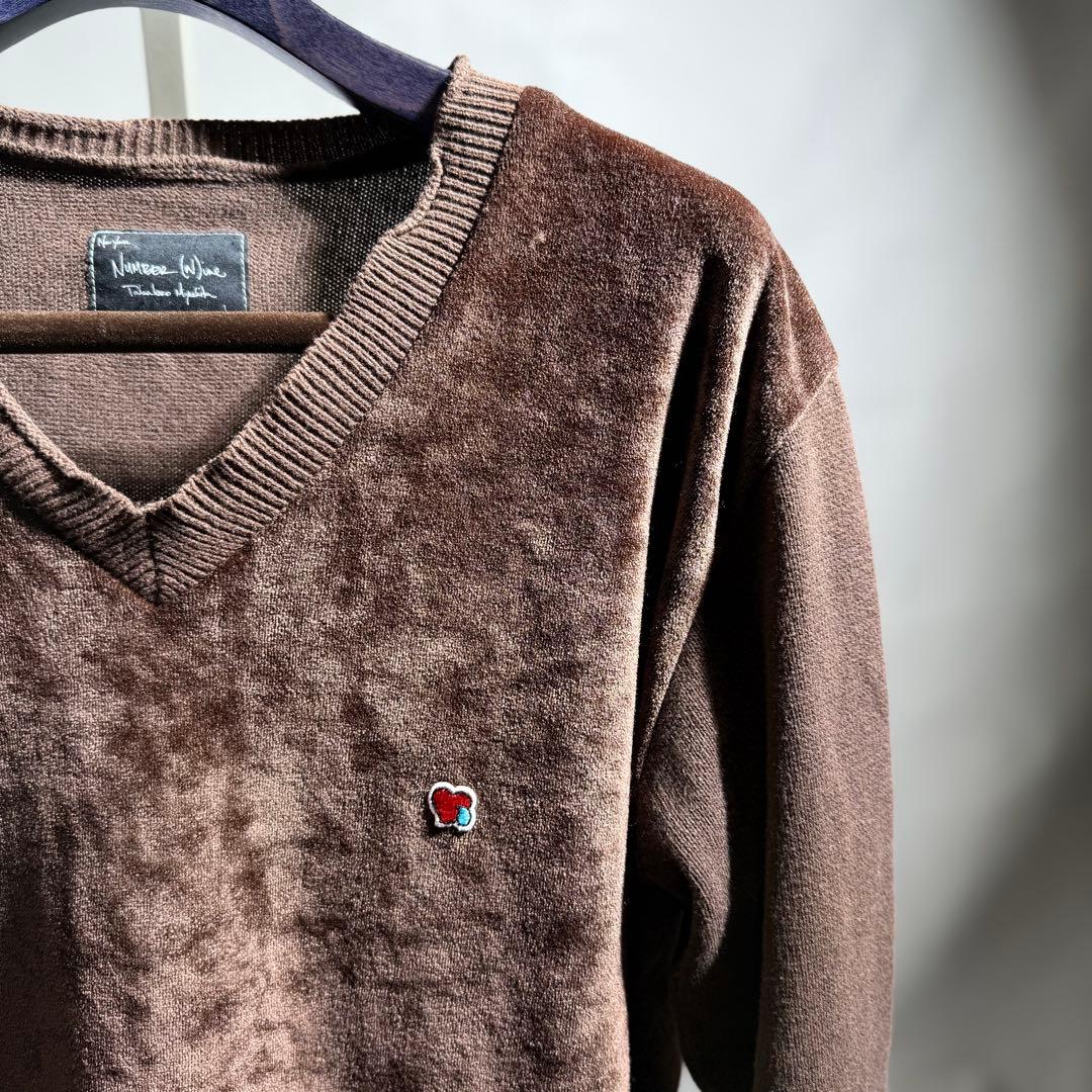 03AW NUMBER(N)INE ハート涙パッチベロア切替ニット size2