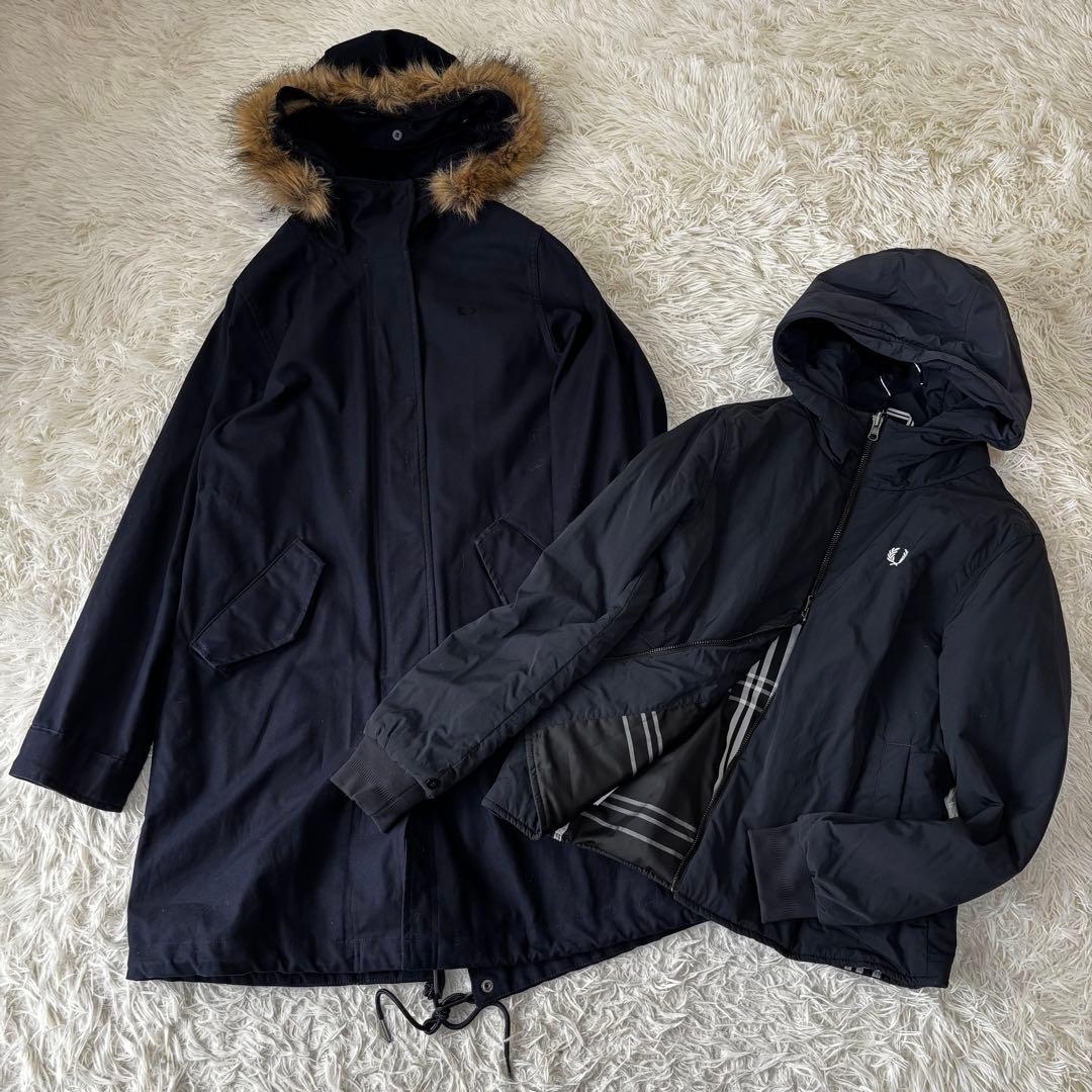 FRED PERRY✨5wayモッズダウンコート2点セット　ファーチェック　刺繍