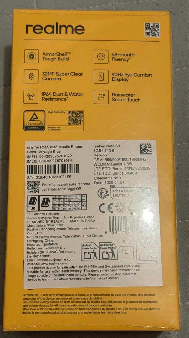 SIMフリー／realme Note60／ブルー／3＋64GB【未開封】