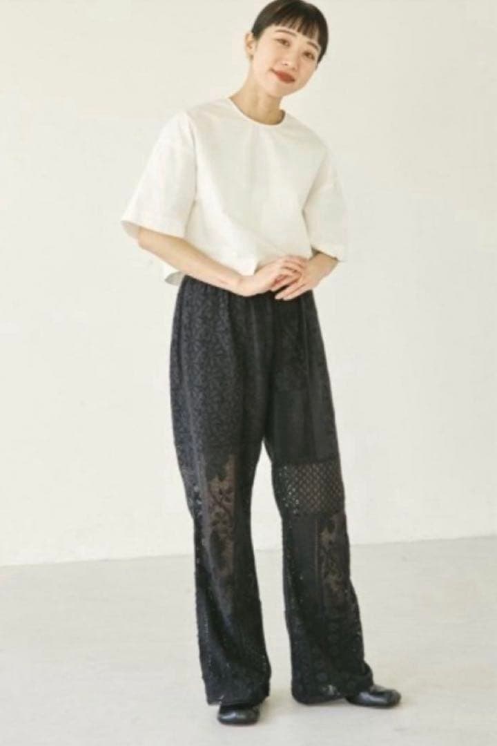 TODAYFUL パッチワーク レースパンツ ブラック 38 刺繍 トゥデイフル