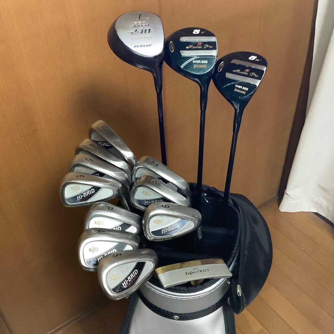 メンズ　ゴルフクラブ　フルセット　ダンロップ他14本セット　キャディバッグ付