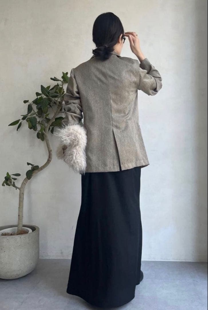 美品　doudou ヘリンボンダブルジャケット ベージュ