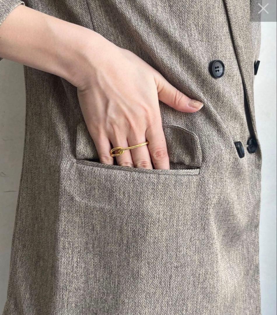 美品　doudou ヘリンボンダブルジャケット ベージュ