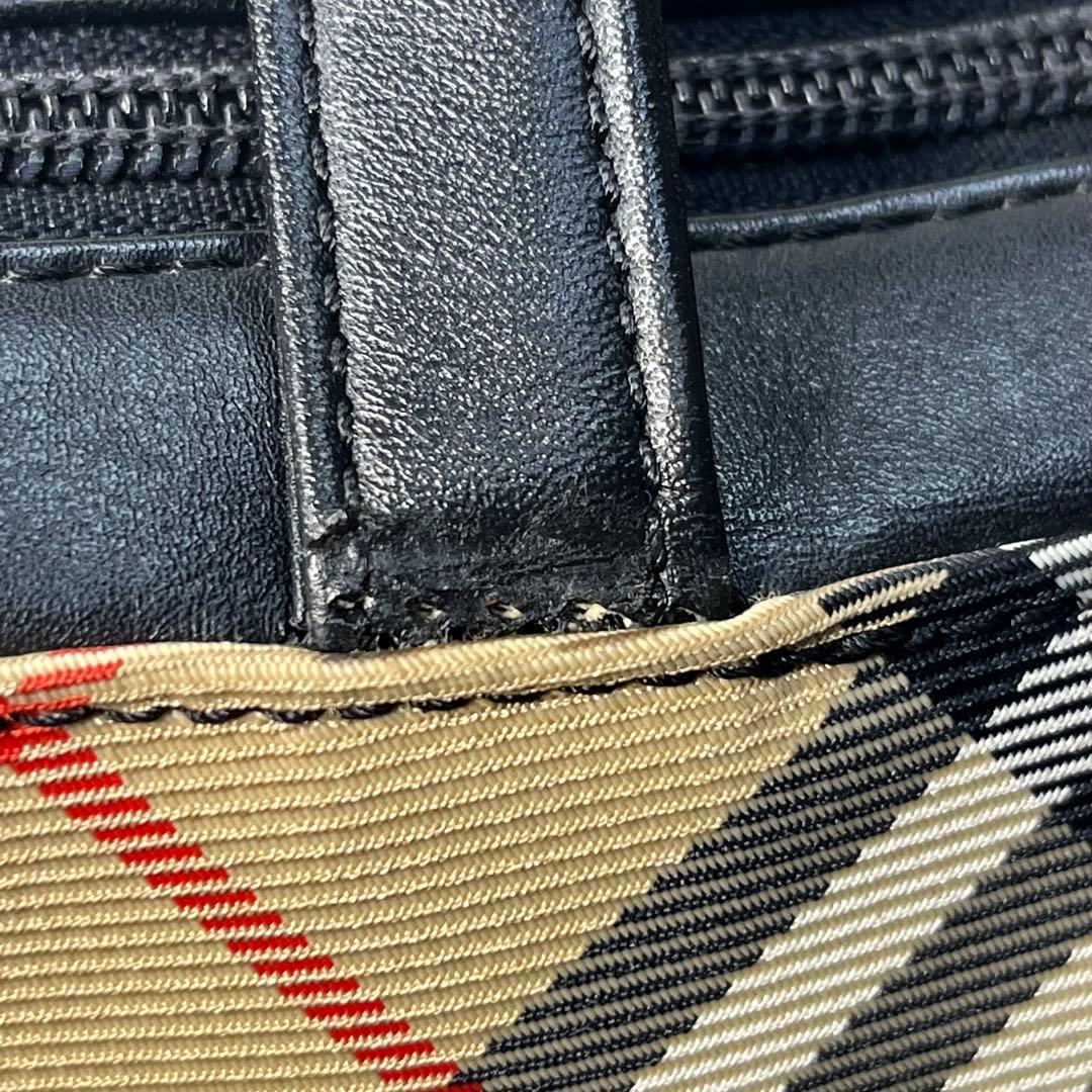 Y2K バーバリー ビジネスバッグ 牛革 黒 ノバチェック トートバッグ